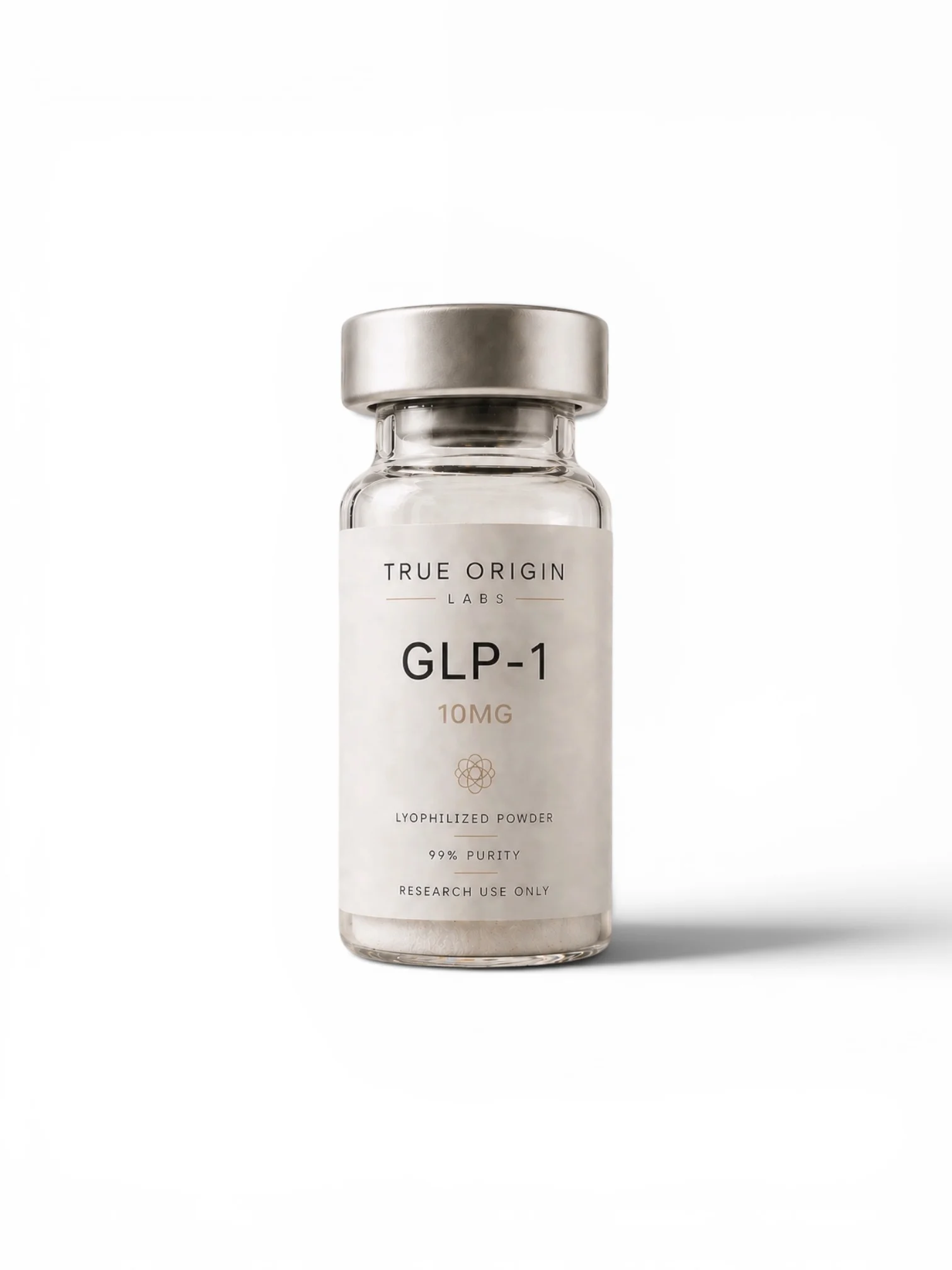 GLP-1 Semaglutide 10 mg vial frontal — True Origin Labs